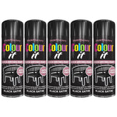 5X Paint Factory Black Satin Spray Paint 250ml Spray Paint
